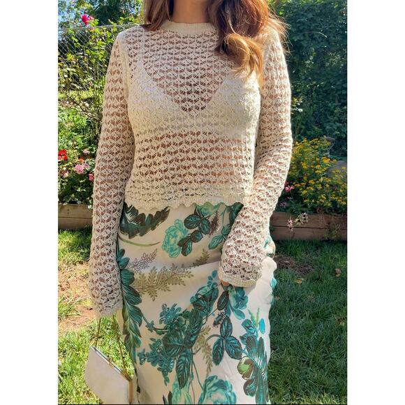 Crochet Sheer Knit Top - Picture 1 of 8